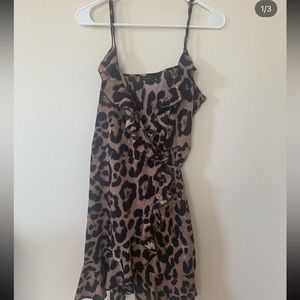 Leopard ruffled mini dress